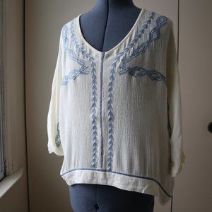 Tea & Cup Loose Blouse with Embroidery